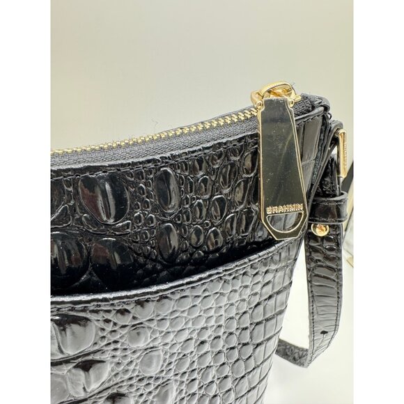 BRAHMIN Katie croc embossed leather small crossbody bag - Black Melbourne - Picture 8 of 13